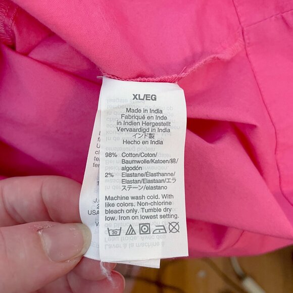 J Crew Fuchsia Pink Square-neck Button-front Top Stretch Cotton Poplin Size XL - Picture 4 of 4